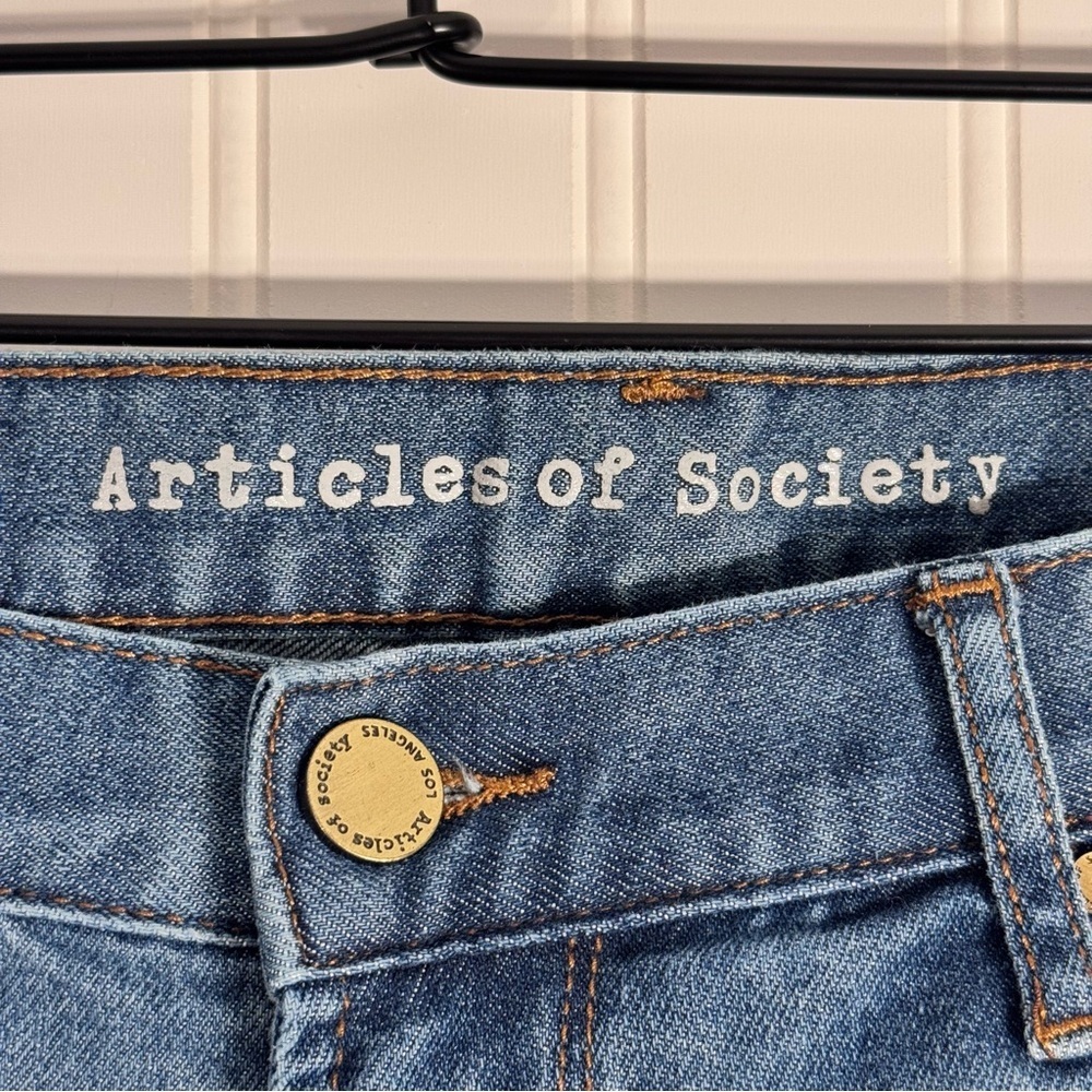 Articles of Society Women’s Mid-Rise Medium Wash Distressed Skinny Jeans Size 31 - Picture 9 of 14